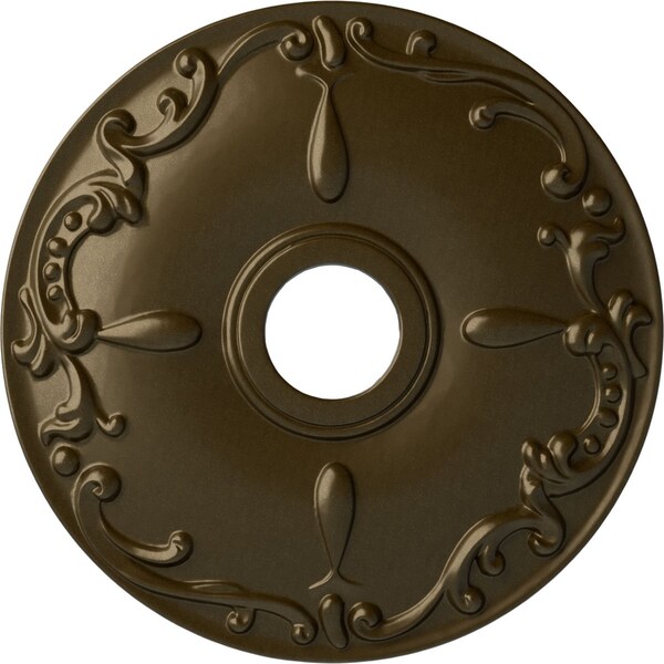 Ekena Millwork Kent Ceiling Medallion (Fits Canopies up to 5"), Hand-Painted Brass, 18"OD x 3 1/2"ID x 1 1/4"P CM18KEBRS - main